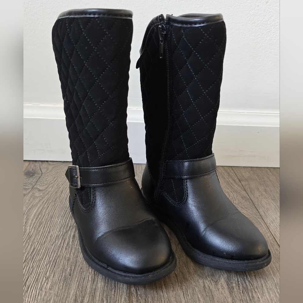 Carter's Black Leather Boots Sleek Slip-On Design